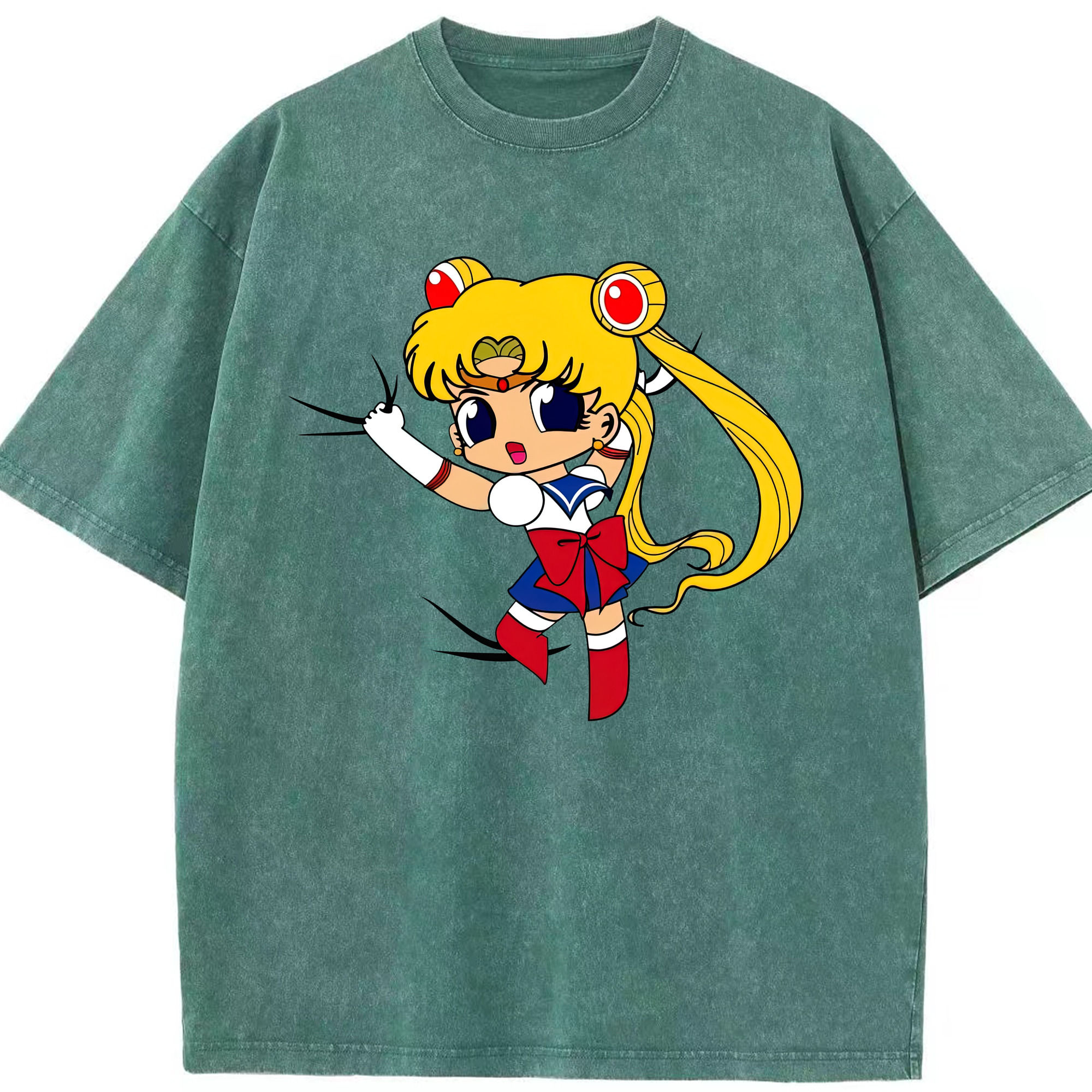 （画像用） 美少女戦士セーラームーン 月野 うさぎ つきの うさぎ Sailor Moon Tsukino Usagi 綿100% ヴィンテージ風 半袖Tシャツ（フロントプリント）